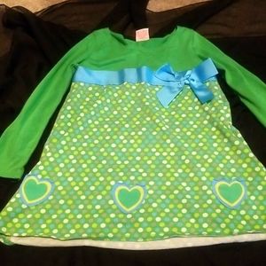 Cute Green & Blue Polka Dot. Tunic/Dress. Good condition w/ lgt piling.  Sz 6.